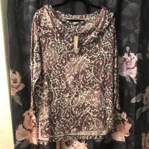 Zenergy by Chico's Cowl Neck Paisley Tunic Sweater